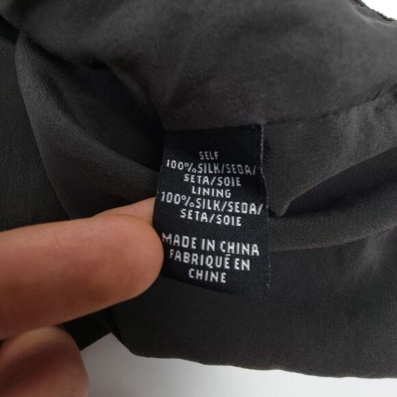 TIBI 100% Silk Boho Embroidered Top Balloon Sleeve Blouse Minimal Boho Gray 6 - Picture 7 of 7